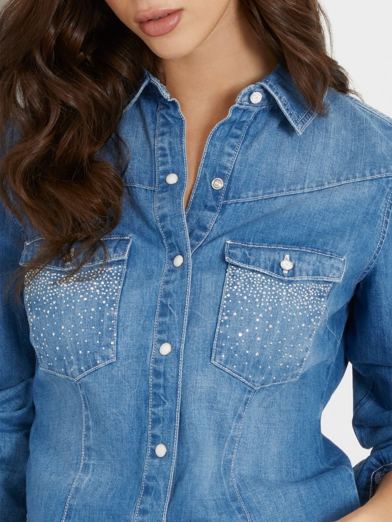 Eco Equity Rhinestone Pocket Denim Shirt