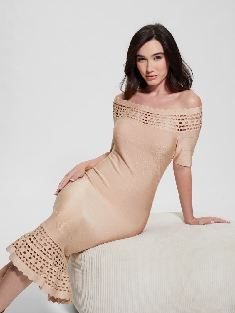 Gabriela Off the Shoulder Bandage Dress GUESS Canada