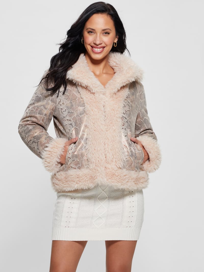 Guess pink fur shop coat