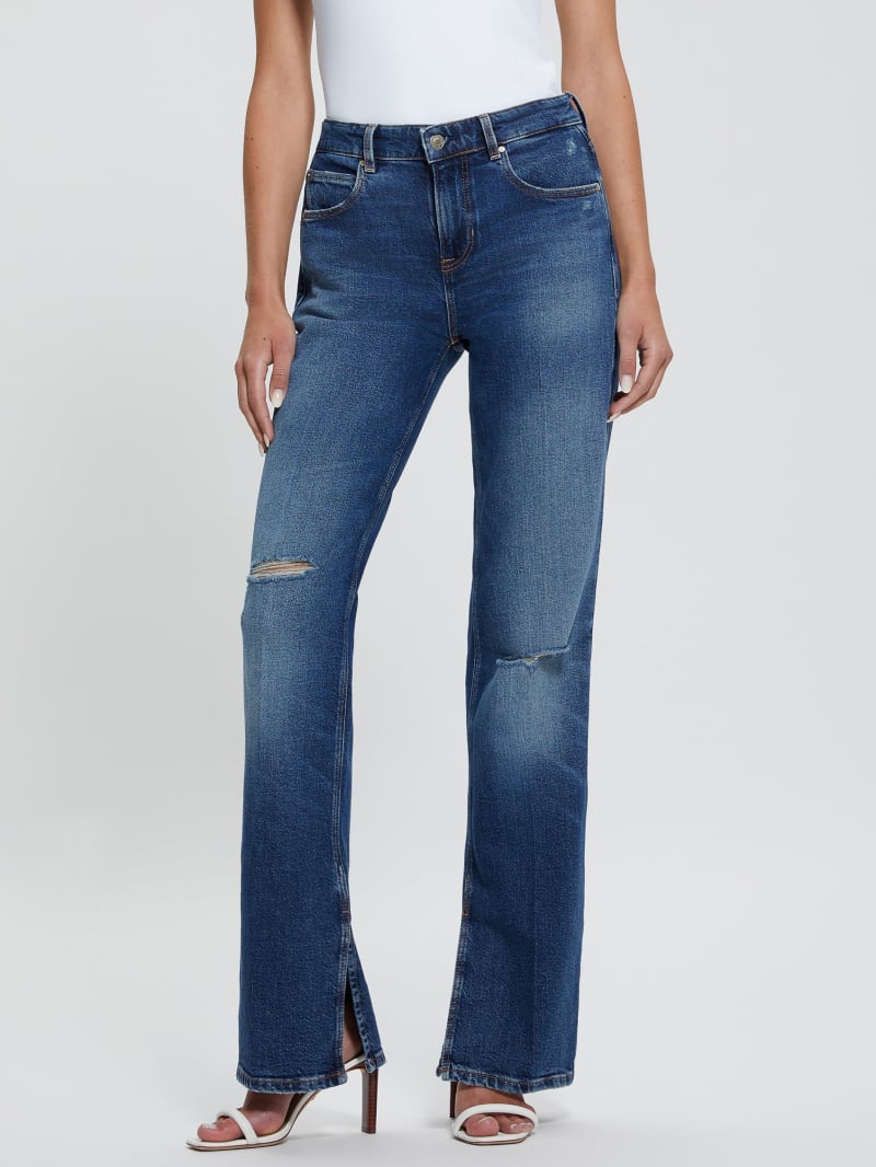 Eco Paulette Flare Split Denim Pants | GUESS