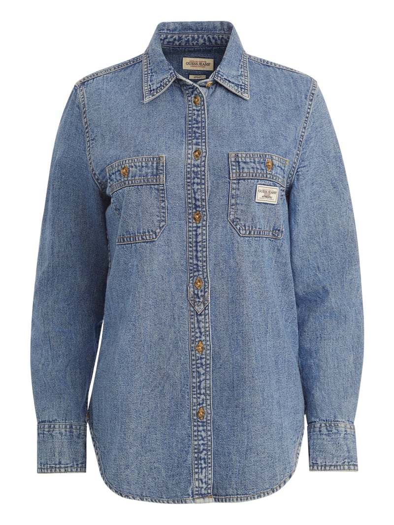 Guess denim shirt womens on sale