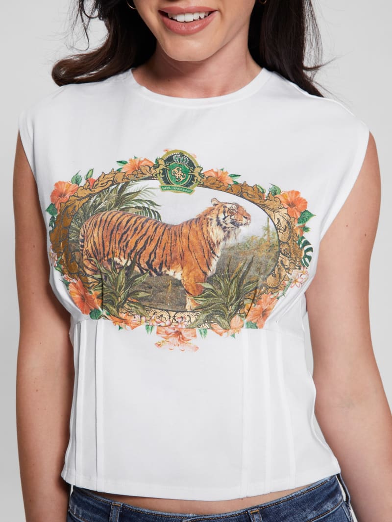 Vintage Tiger Corset Tee GUESS Canada