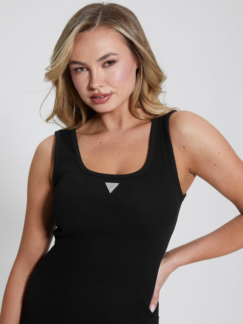 Eco Ribbed Knit Logo Tank Dress GUESS Canada
