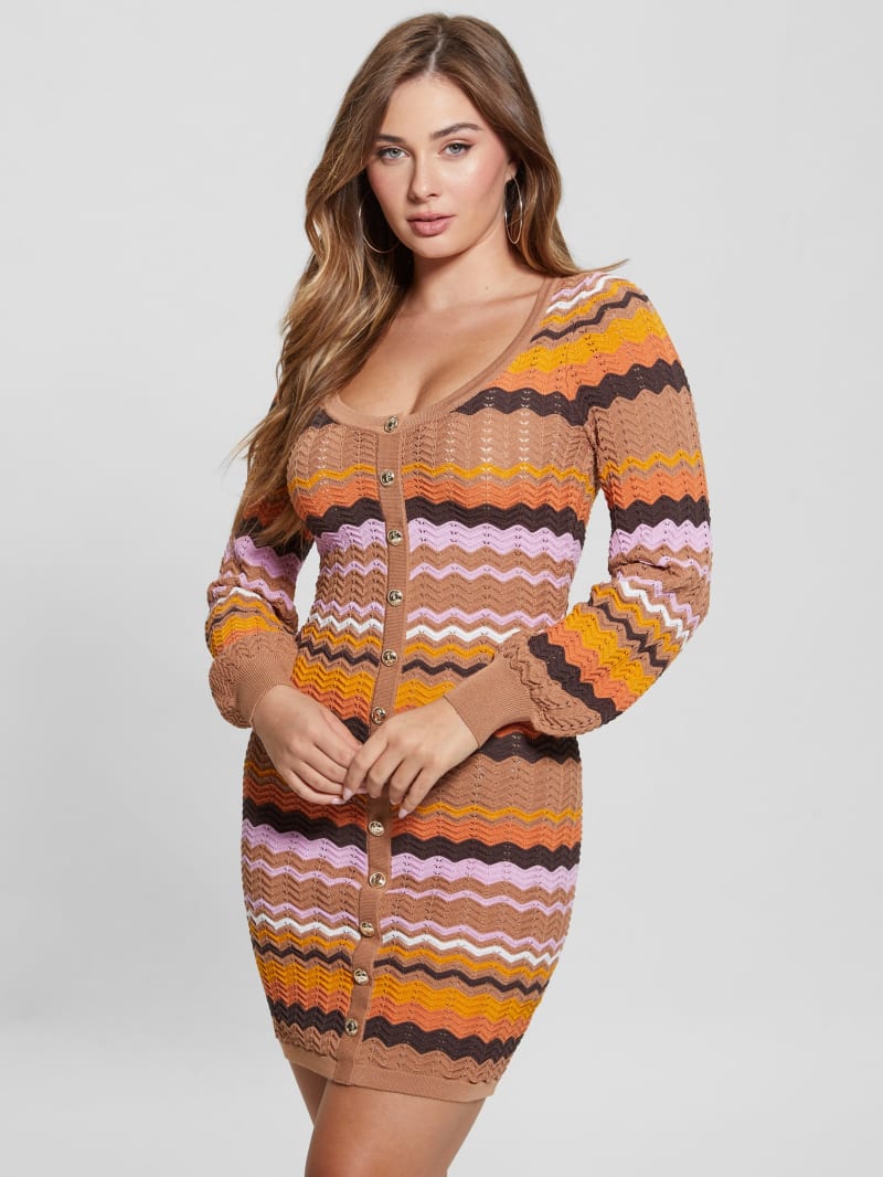 Virginia Chevron Stripe Sweater Dress GUESS Canada