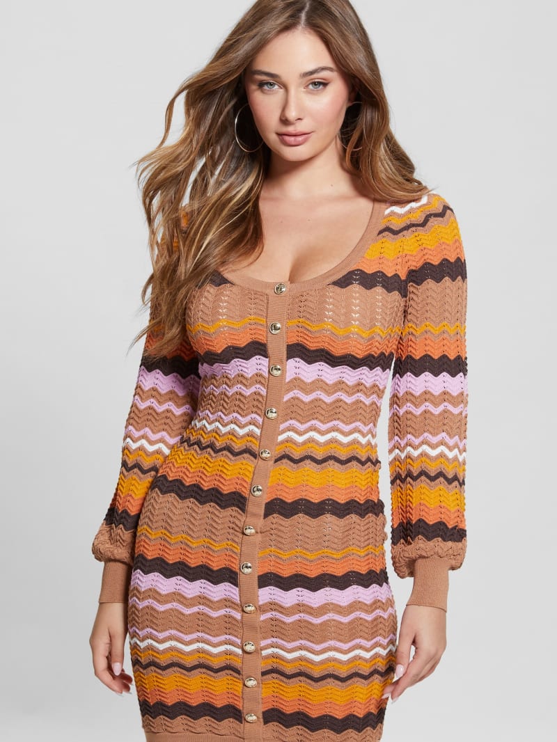Virginia Chevron Stripe Sweater Dress GUESS Canada