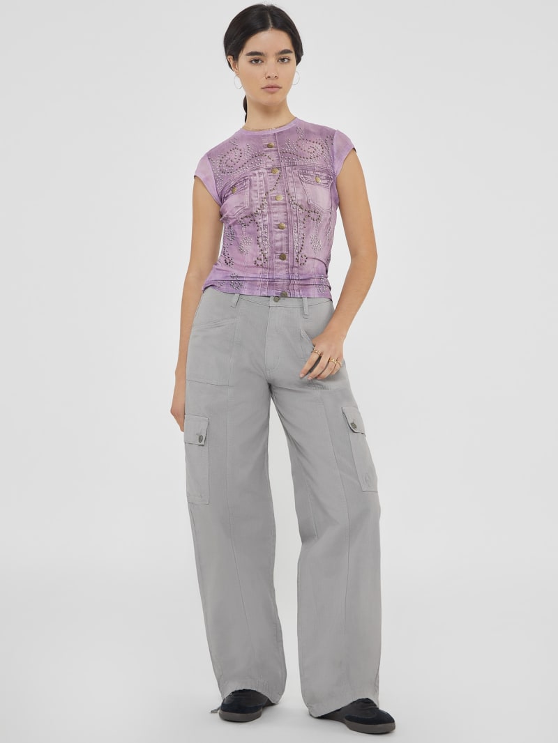 ゲス GUESS LS Adriana Mesh Top （P9XK） Eco Collage Adriana Mesh Top | GUESS