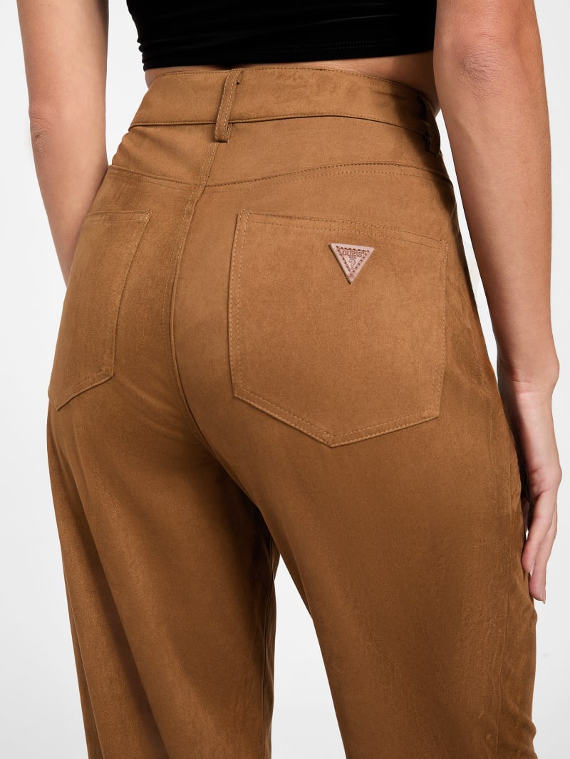 Aria Faux-Suede High-Rise Straight Pants