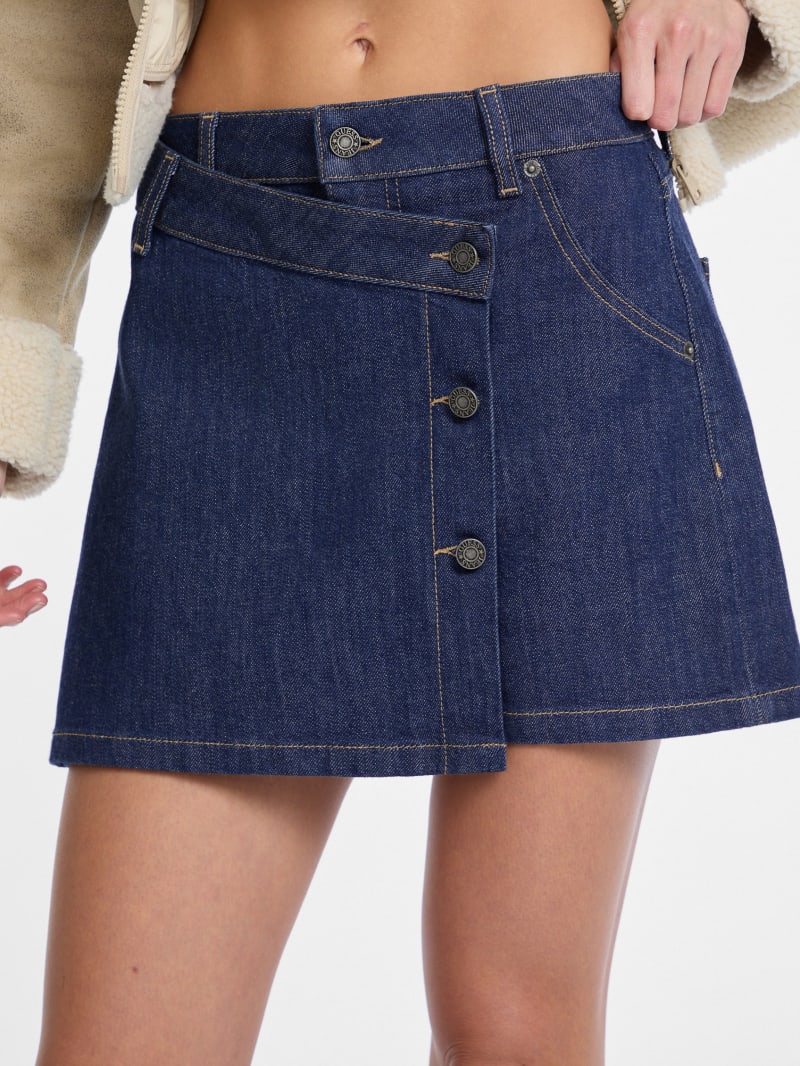 【インディゴブルー(MBL)】GUESS デニム スカート (W)LADIES' Denim Skort GUESS® Denim Wrap Skort