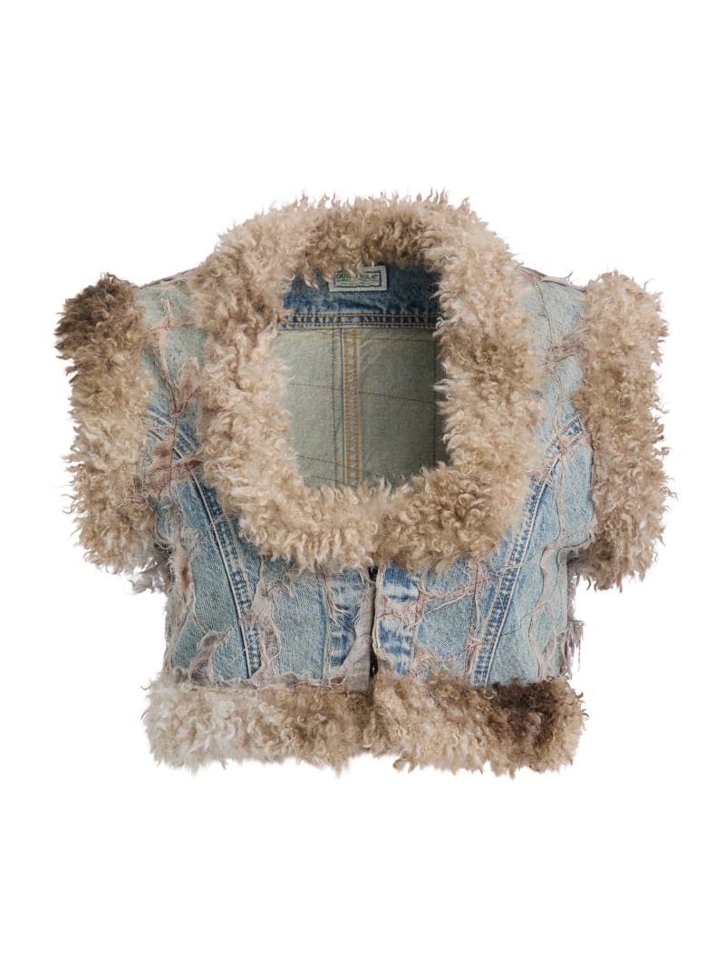 GUESS® faux-fur denim vest
