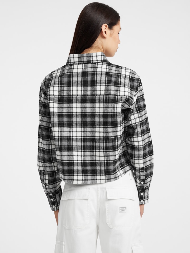 GUESS® Boxy Crop Plaid Pocket Shirt