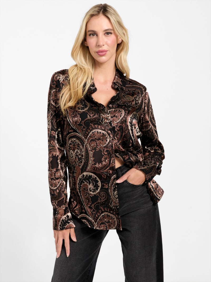 Clarisse Paisley Burnout Oversized Shirt