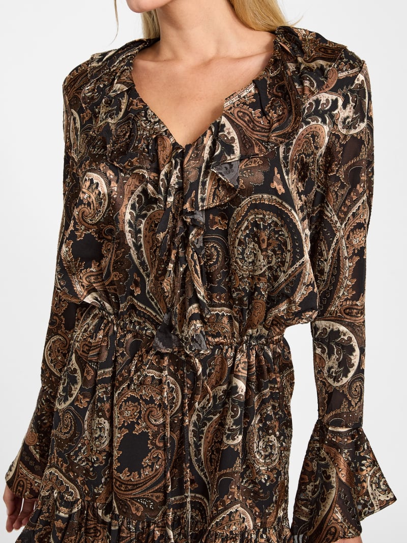 Sana Paisley Burnout Dress