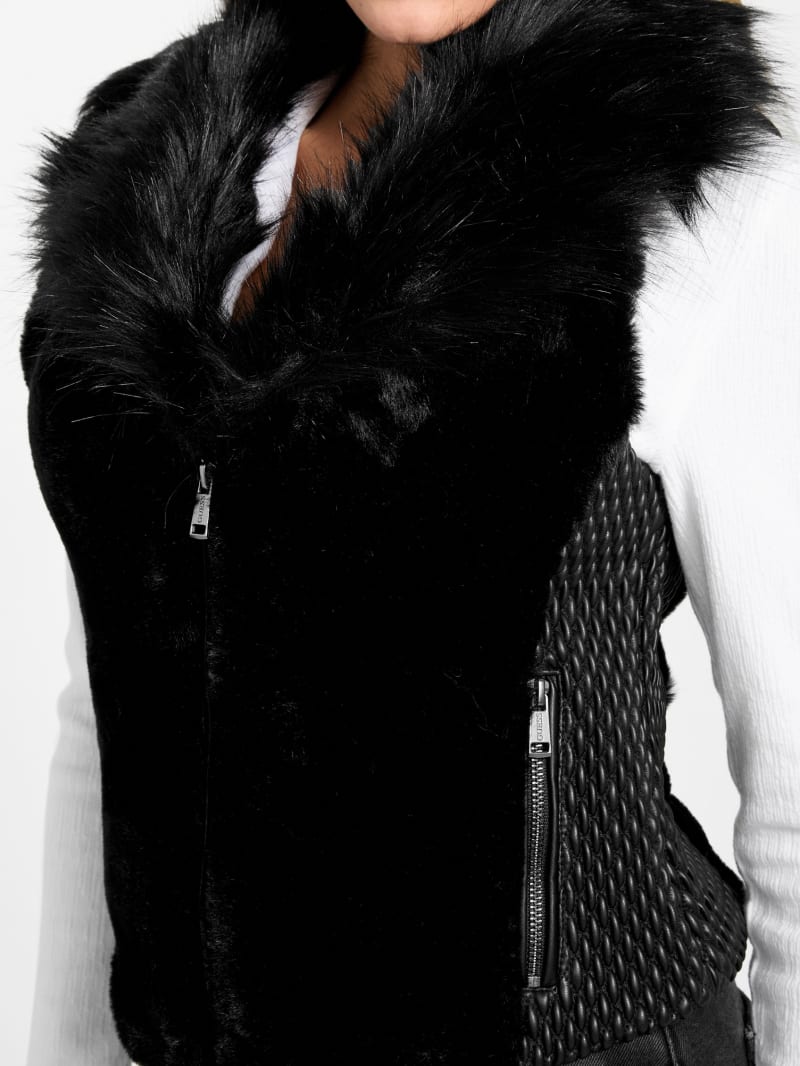 トップス GRY x BLACK THEREDTHREAD S FLIP FUR VEST THEREDTHREAD