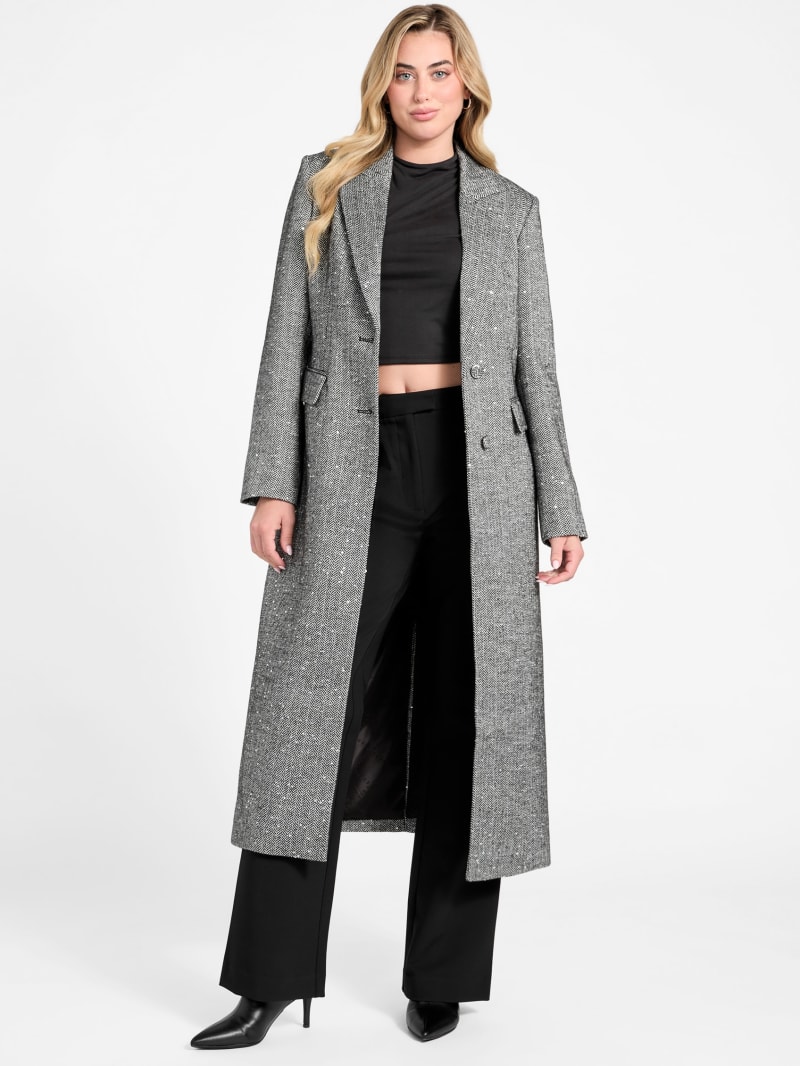 Stefania Sequin Herringbone Coat