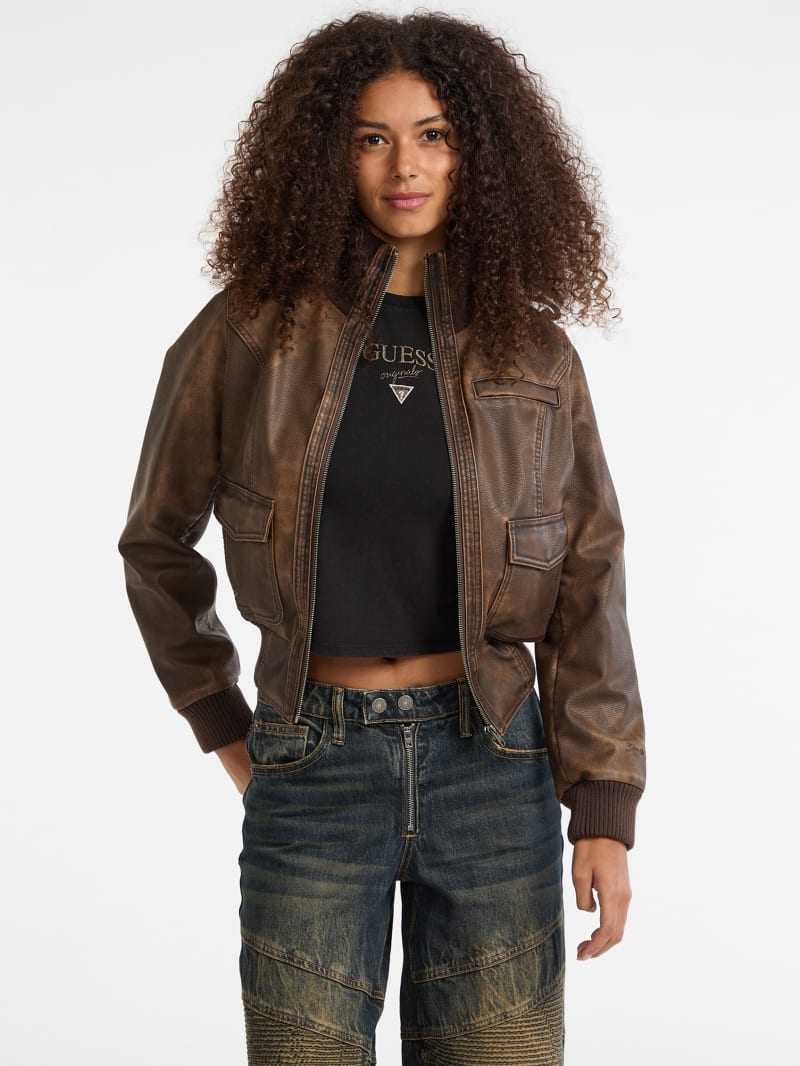 GUESS® GUESS Originals Faux-Leather Aviator Jacket