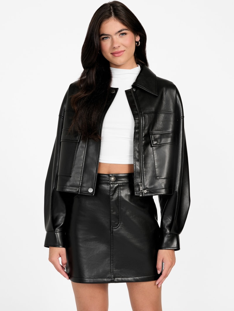 Flaminia Cropped Faux-Leather Jacket