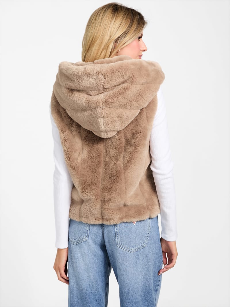 Sophy Hooded Faux-Fur Vest