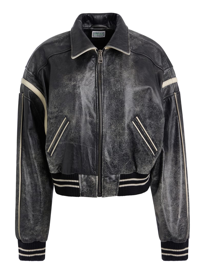 GUESS® vintage cropped leather jacket