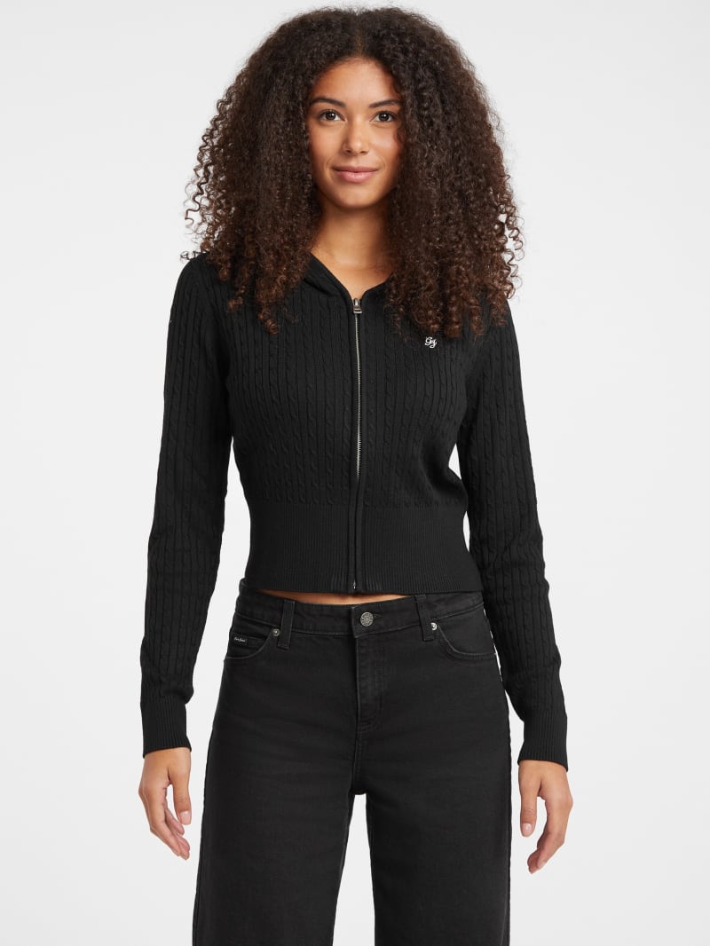 GUESS® Cable-Knit Hooded Cardigan
