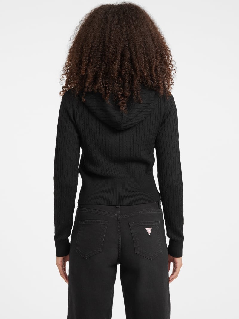 ゆか GUESS® Cable-Knit Hooded Cardigan