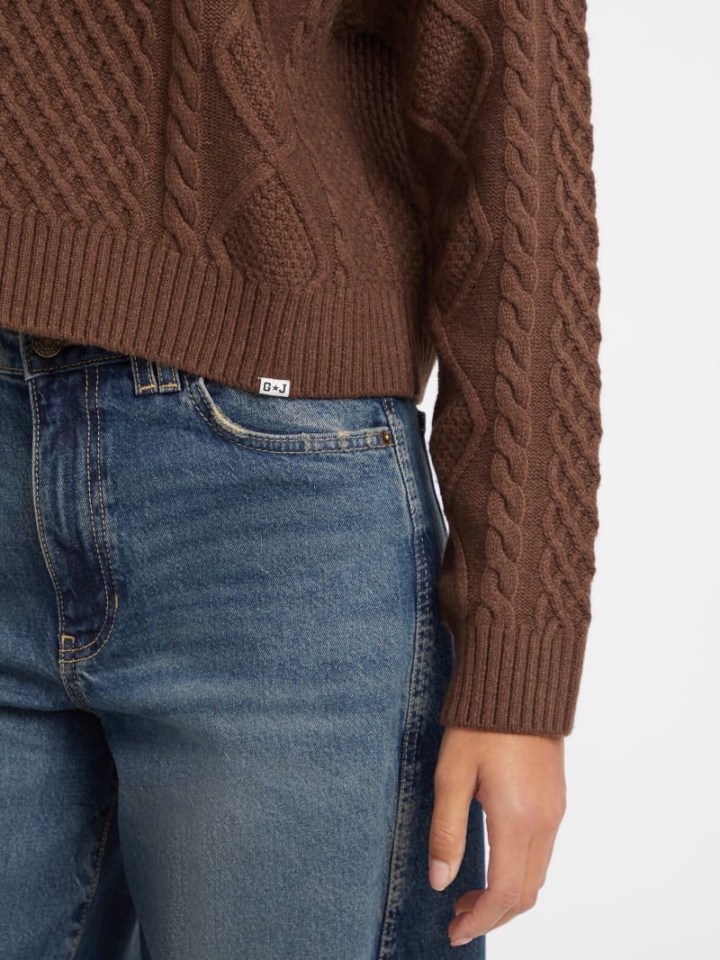 Crewneck Wool-Blend Cable-Knit Sweater