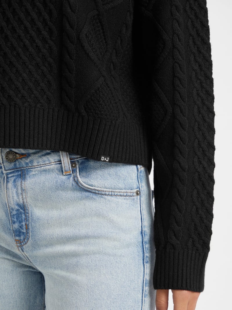 Crewneck Wool-Blend Cable-Knit Sweater
