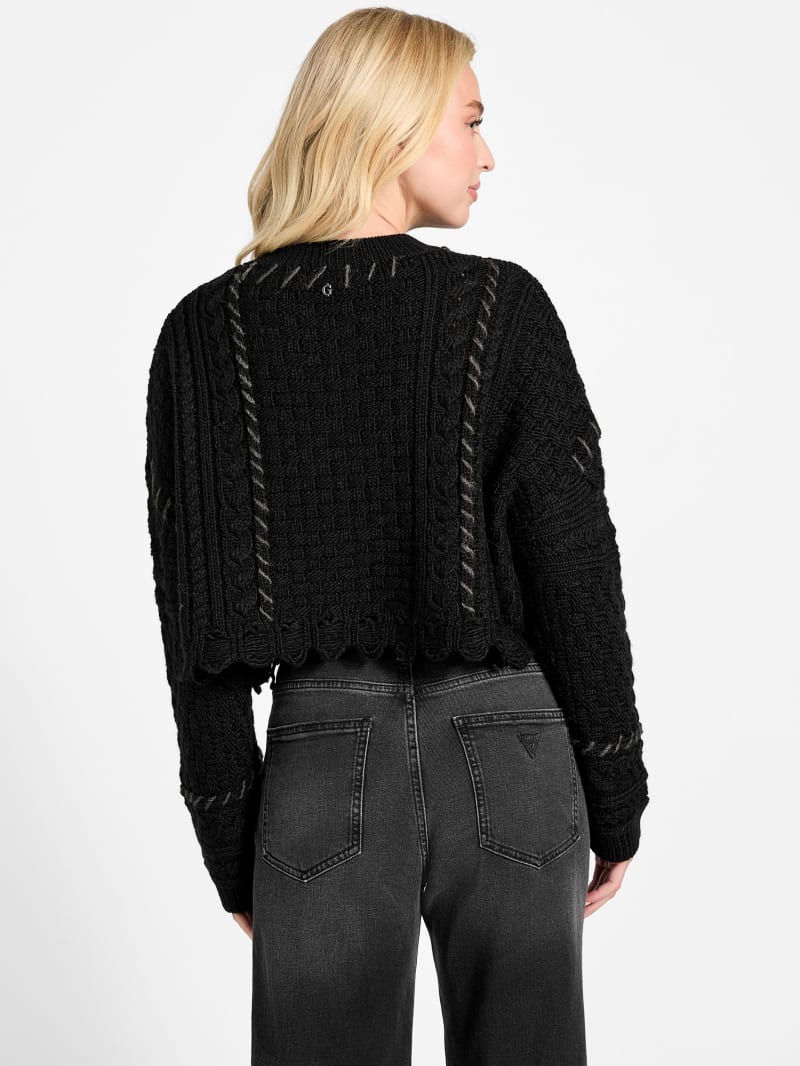 GUESS® Kaori Wool-Blend Stitched Cardigan