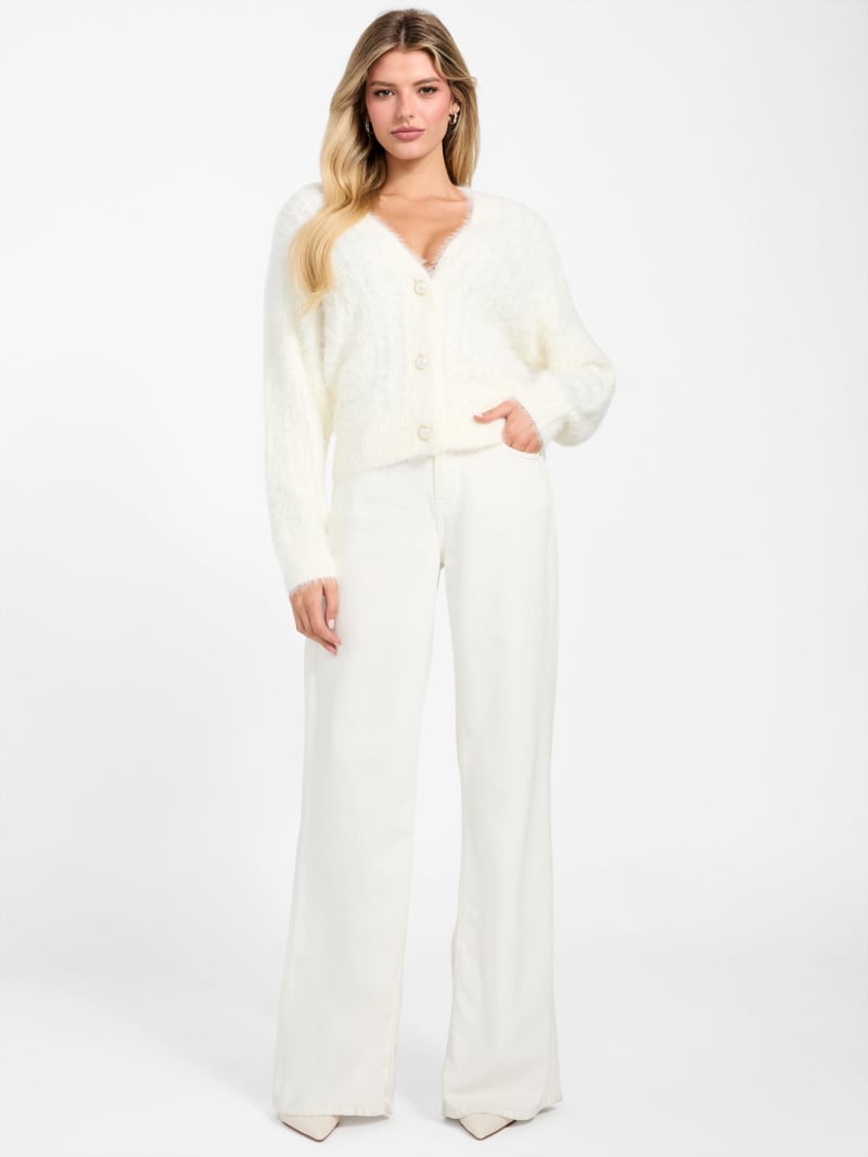 GUESS® Kinako Fuzzy Cable-Knit Cardigan