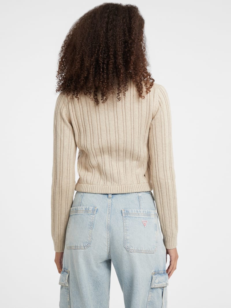 Half-Zip Cable-Knit Crop Sweater