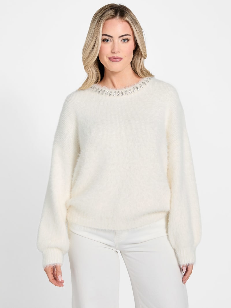 Arisa Rhinestone Neck Sweater | GUESS