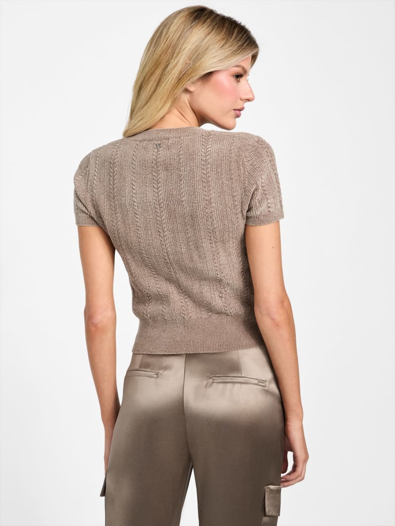 Eco Marcie Chenille Cable-Knit Sweater Top