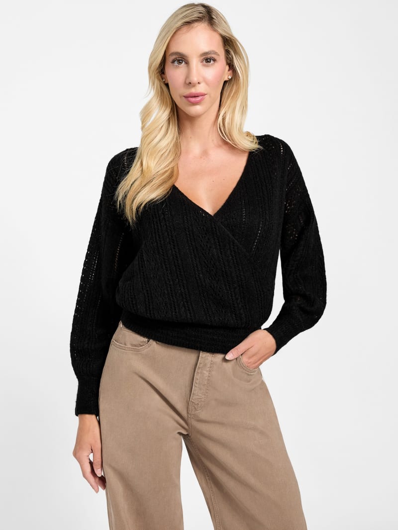 Izabella Wool-Blend Surplice Sweater