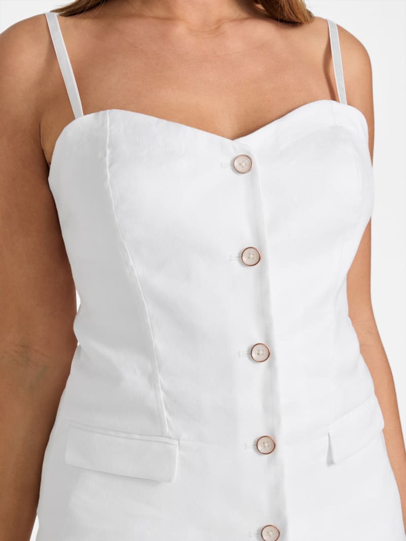 売れ筋商品|||ゲス カットソー トップス レディース Women's Isabeau Sleeveless Corset Button-Front Top Foamy Taupe Eco Isabeau Corset Top | GUESS