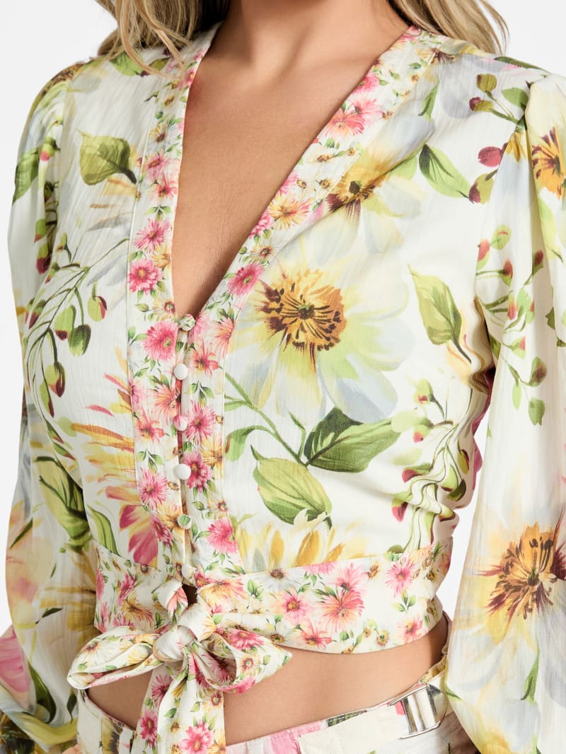 Colette V-Neck Bow Top | GUESS