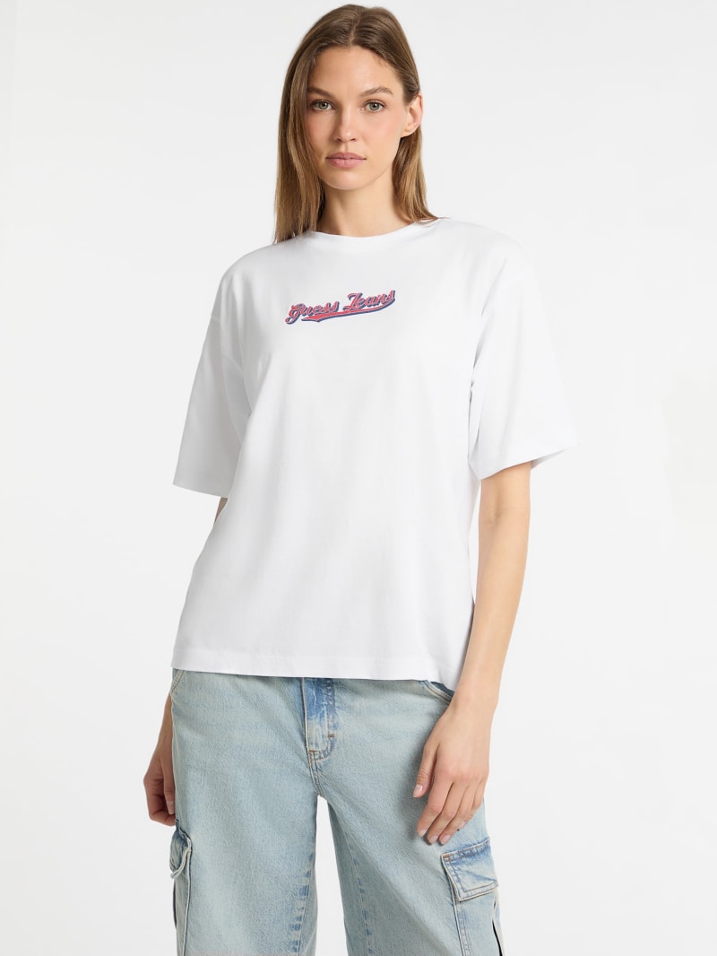 Tシャツ・カットソー THE COLDEST MOMENT w TCM mini logo curved T grey XSIDE Crew Neck Nostalgic Monkey Printed Short Sleeve