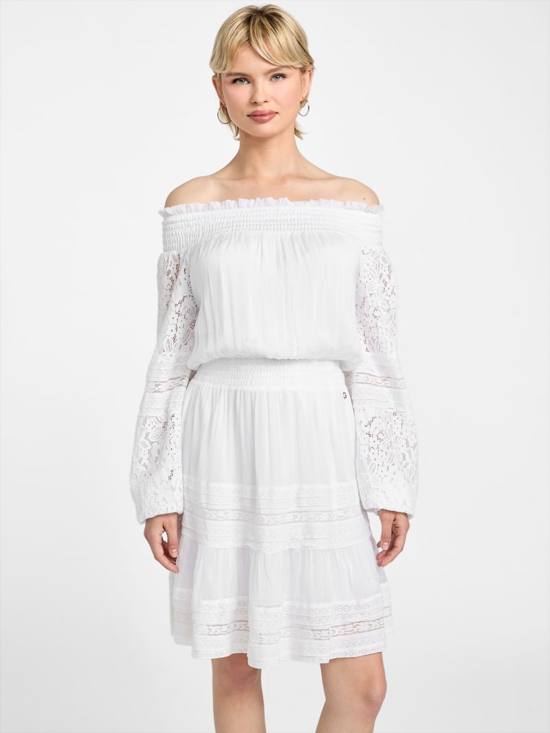 ワンピース Off-White DRESS (OWDB50CF24JER001 1010) Summer Wedding Guest Dresses Women Beige Cream Spring One