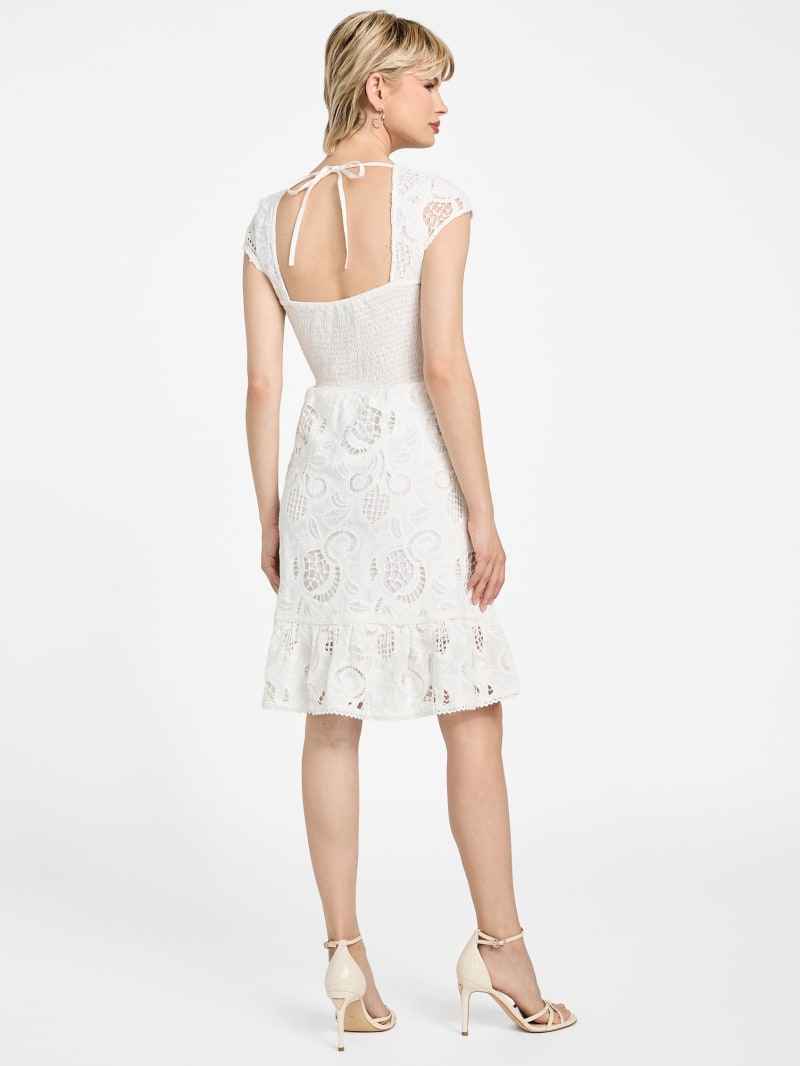 guess embroidered dress Guess W5gk50wh521 Short Sleeve Dress White XS Woman