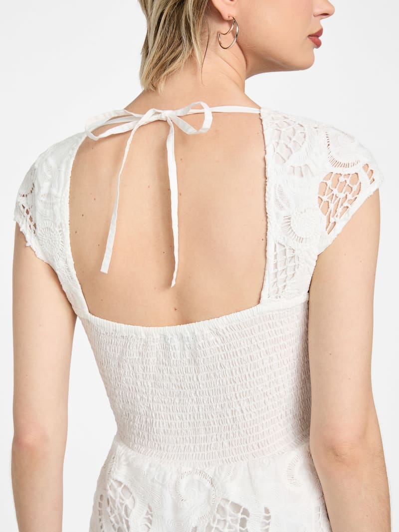 guess embroidered lace midi dress Eco Mindy Embroidered Midi Dress
