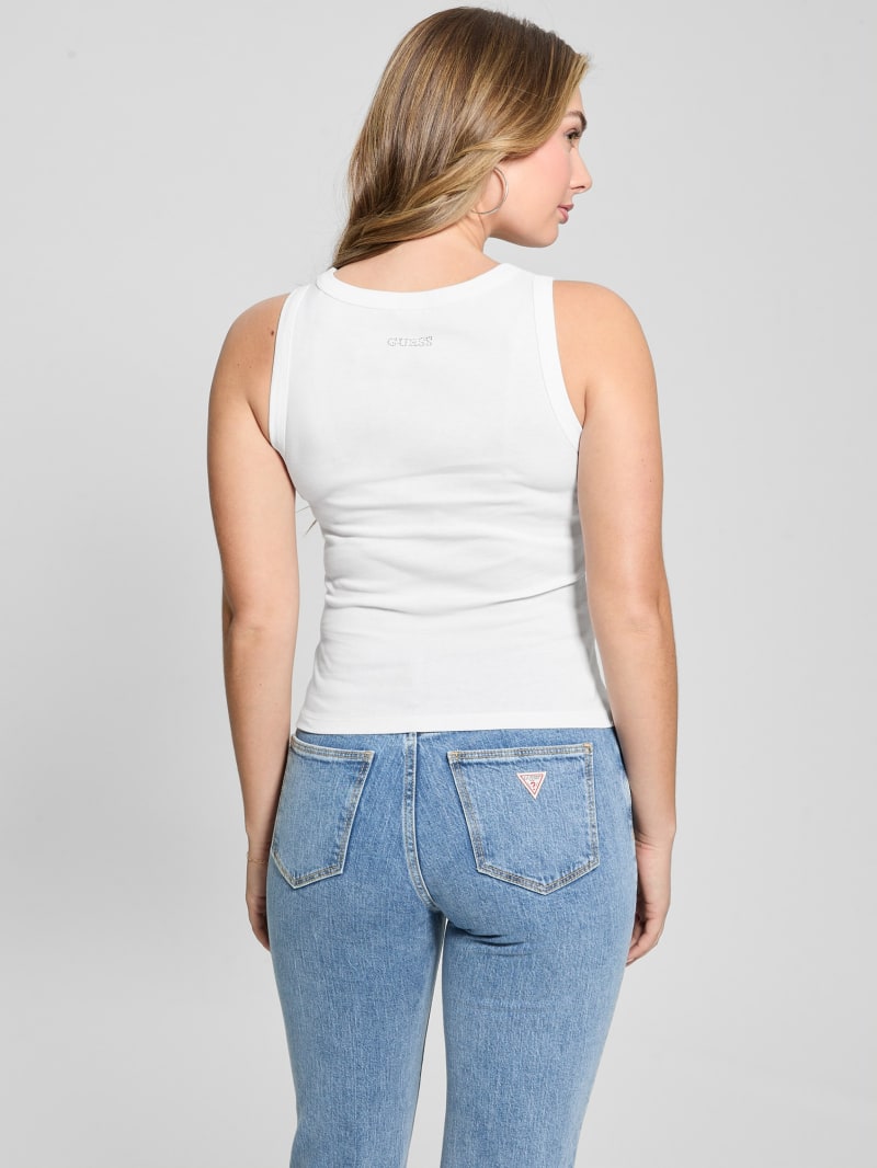 売れ筋商品|||ゲス カットソー トップス レディース Women's Alexia Sequin Cotton Sleeveless Top Pure White GUESS Women's Alexia Sequin Cotton Sleeveless Top - BeyondStyle