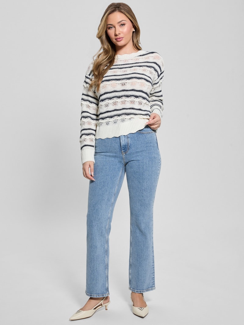 Valerie Striped Open-Knit Sweater | GUESS