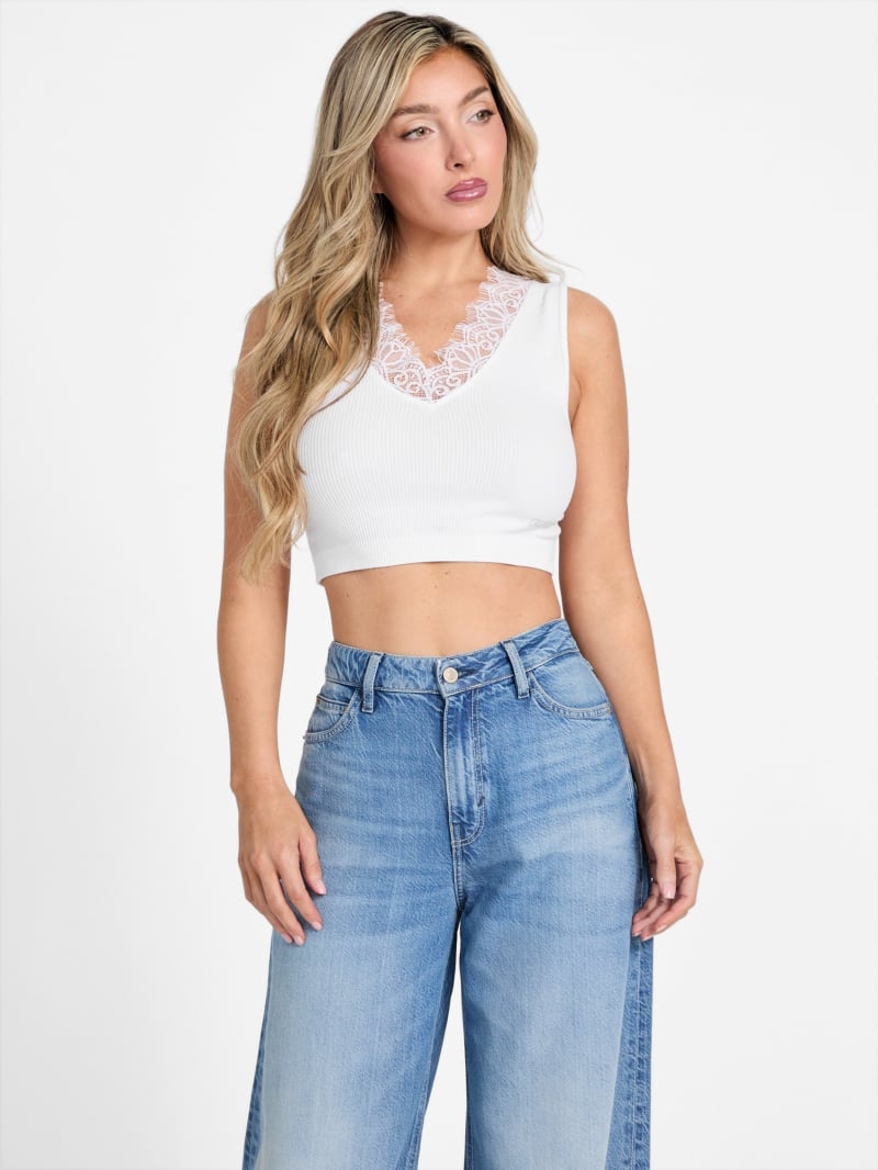  girl - 【りょうこさん】トップス&ズボン Raquel Lace-Trim Seamless Crop Top | GUESS