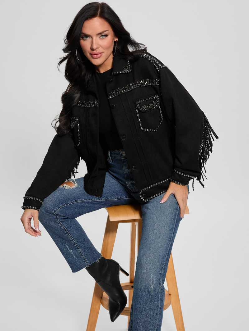 超人気の雑貨店 Studded Faux-Suede Angelica Fringe GUESS | Jacket Jacket Outer