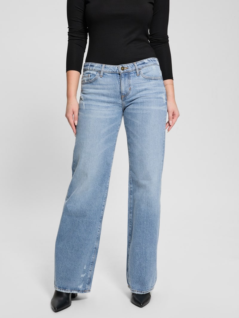 low-rise wide leg denim pants | GUESS