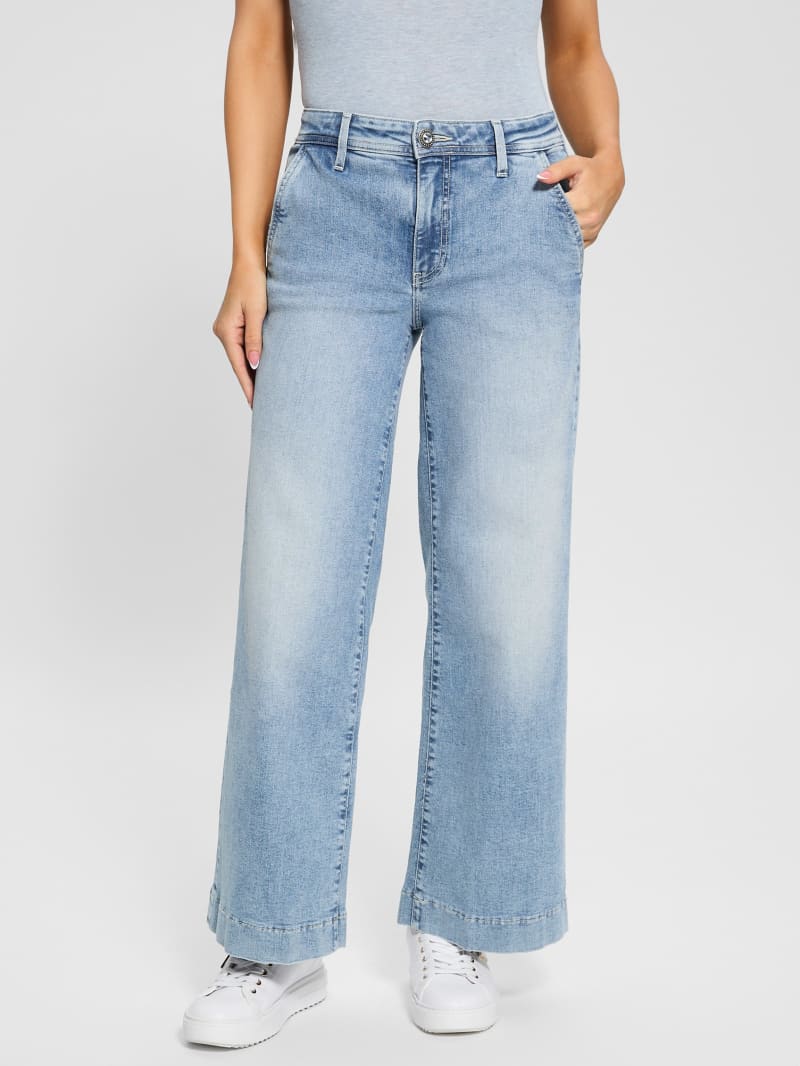 Eco Zoya Cropped Wide Jeans | GUESS Canada