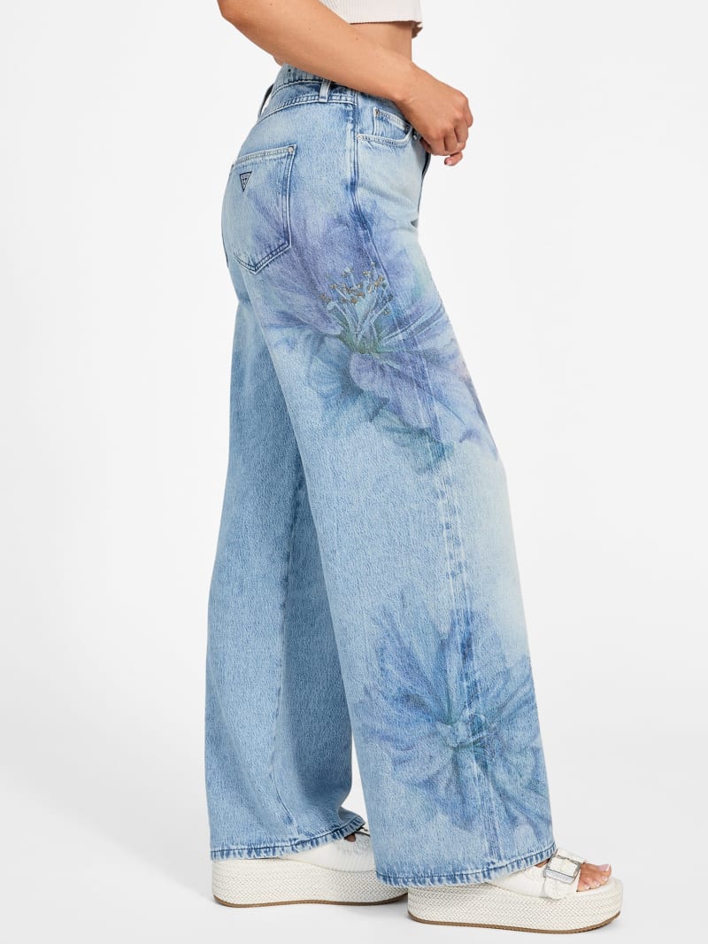 Eco Bellflower Floral Wide Leg Jeans | GUESS