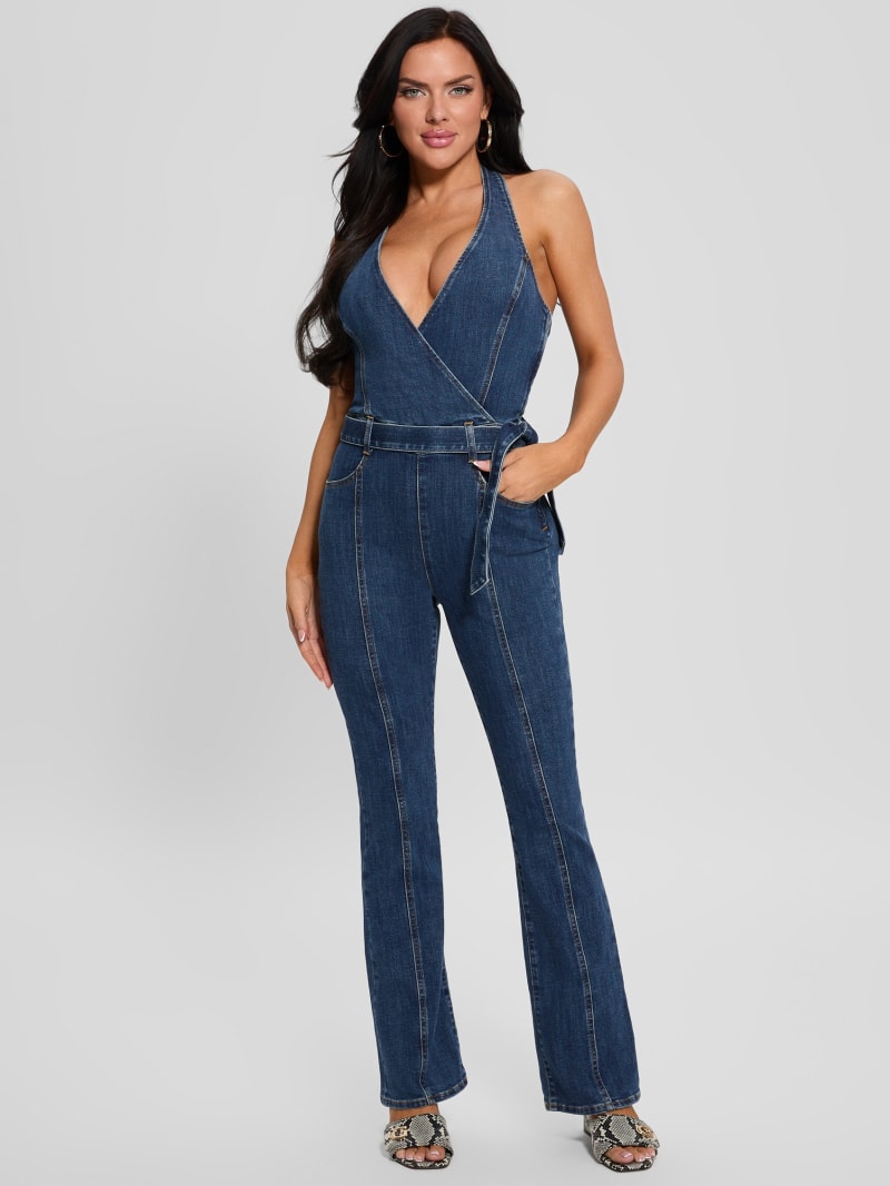 Eco Claire Denim Halter Jumpsuit | GUESS
