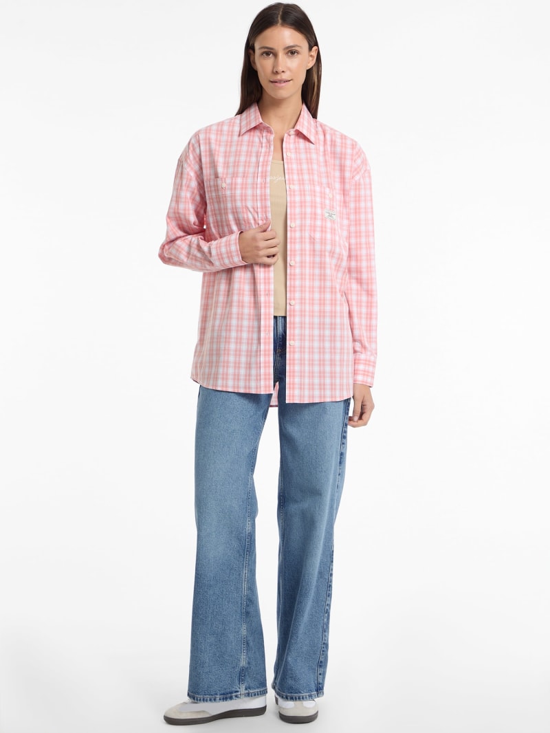 Eco Oversized Plaid Poplin Shirt | GUESS Jeans