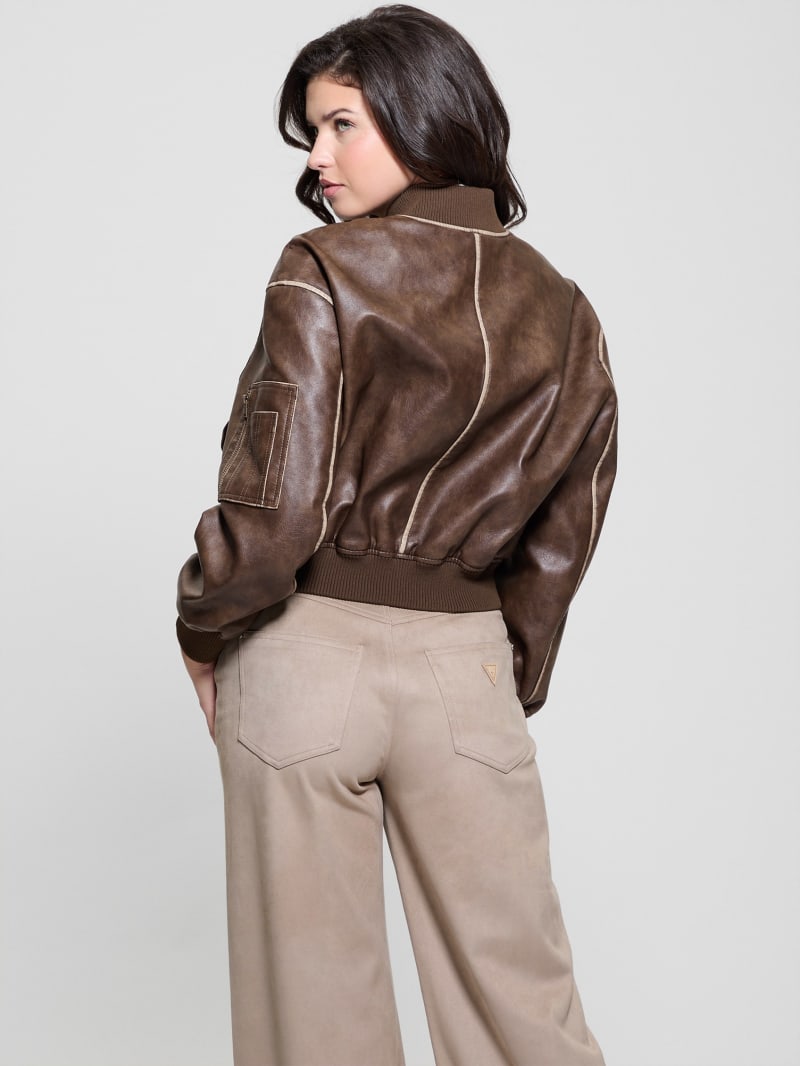 GUESS® Angelique Vintage Faux-Leather Flight Jacket