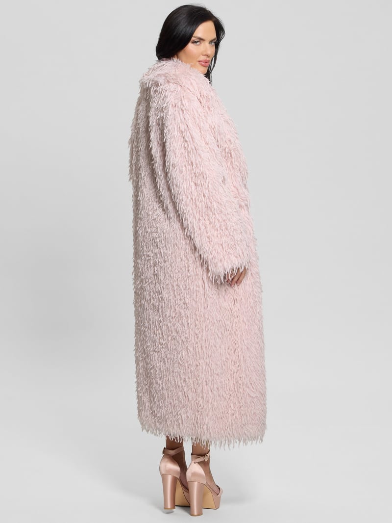 Tinhulf Women's Pink Faux Fur Soft Coat Fur Winter Long