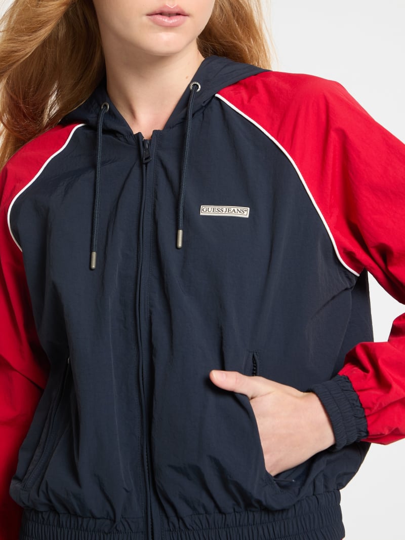 Guess hooded logo windbreaker top